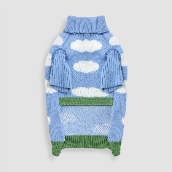 Cider Sky Blue and White Cat Sweater - Picture 3 of 11